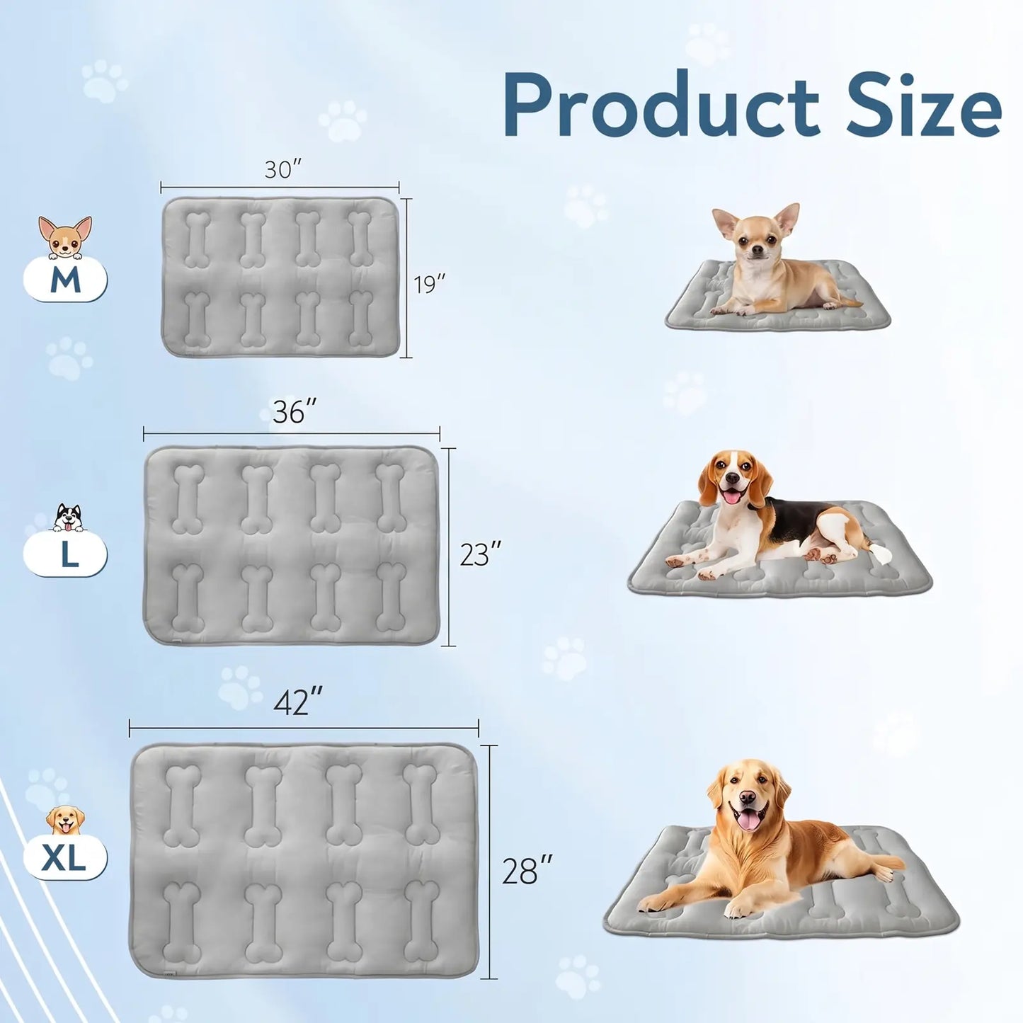 2-Pack Extra Thick Dog Cooling Mats for Large Breeds, Soft and Durable Washable Non-Slip Quilted Design, Portable Lightweight Cooling Pads for Indoor and Outdoor Use