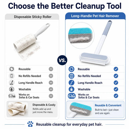 Manual Long-Handle Universal Pet Hair Remover Brush - Reusable, Easy Cleanup, Hair-Gathering Tool for Sofa, Carpet - Dog & Cat Grooming Fabric Cleaner