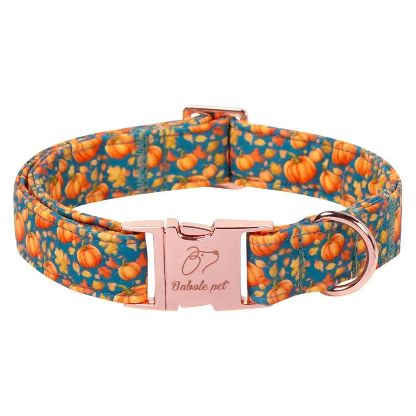 Fall Pumpkin Latte Print Adjustable Heavy-Duty Small Dog Collar with Metal Buckle, XS Size