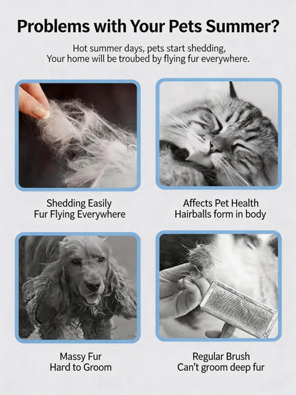 Professional Pet Deshedding Brush - Compact Undercoat Rake with Dense Teeth for Gentle Skin Care, Premium Plastic Tool for Long-Haired Dogs and Cats, Efficient Fur Removal and Dematting, Easy Daily Maintenance