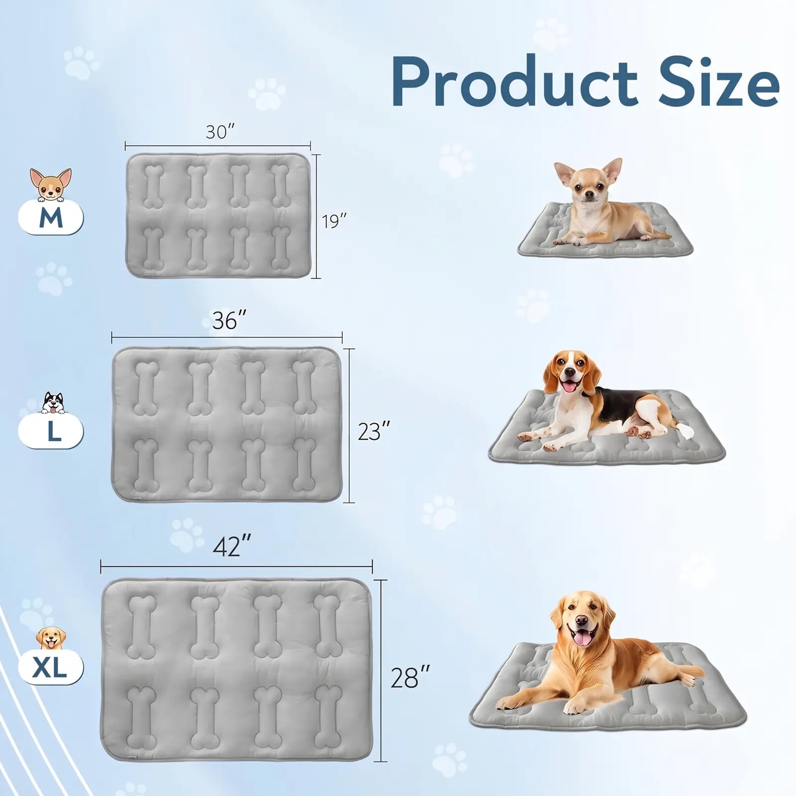 2-Pack Extra Thick Dog Cooling Mats for Large Breeds, Soft and Durable Washable Non-Slip Quilted Design, Portable Lightweight Cooling Pads for Indoor and Outdoor Use