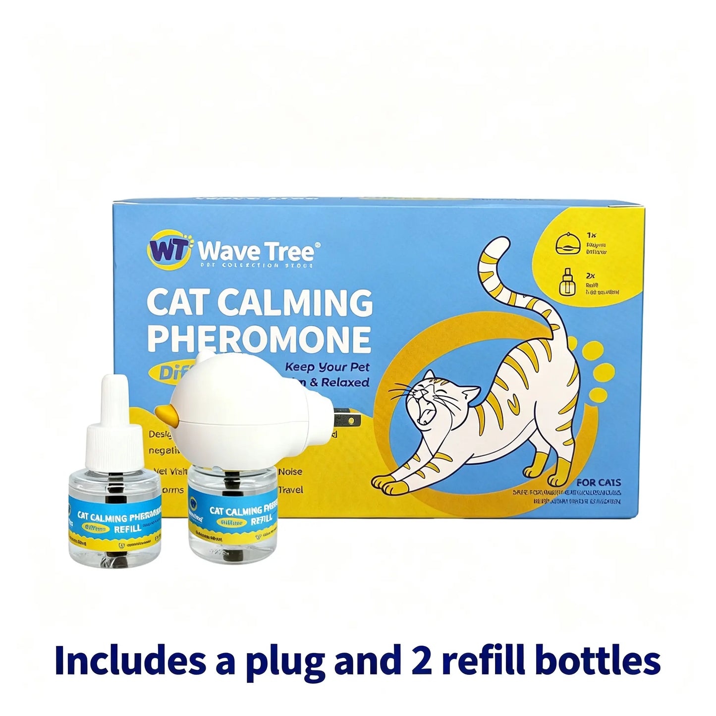 Wavetree Cat Calming Diffuser Kit (60-Day Supply) - Starter Kit + 1 Refill | Helps Support Cats with Stress, Urine Marking, Scratching, Excessive Meowing & Multi-Cat Stress | Results May Vary | Dealsforyoudays Tiktokshopbacktoschool