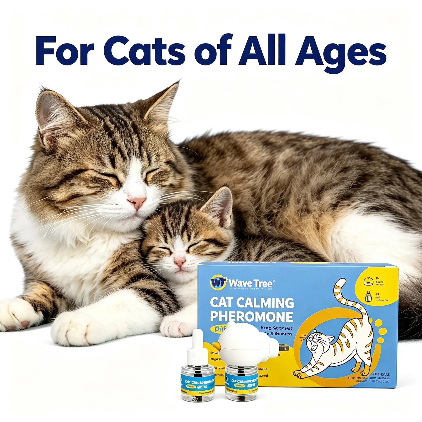 Wavetree Cat Calming Diffuser Kit (60-Day Supply) - Starter Kit + 1 Refill | Helps Support Cats with Stress, Urine Marking, Scratching, Excessive Meowing & Multi-Cat Stress | Results May Vary | Dealsforyoudays Tiktokshopbacktoschool