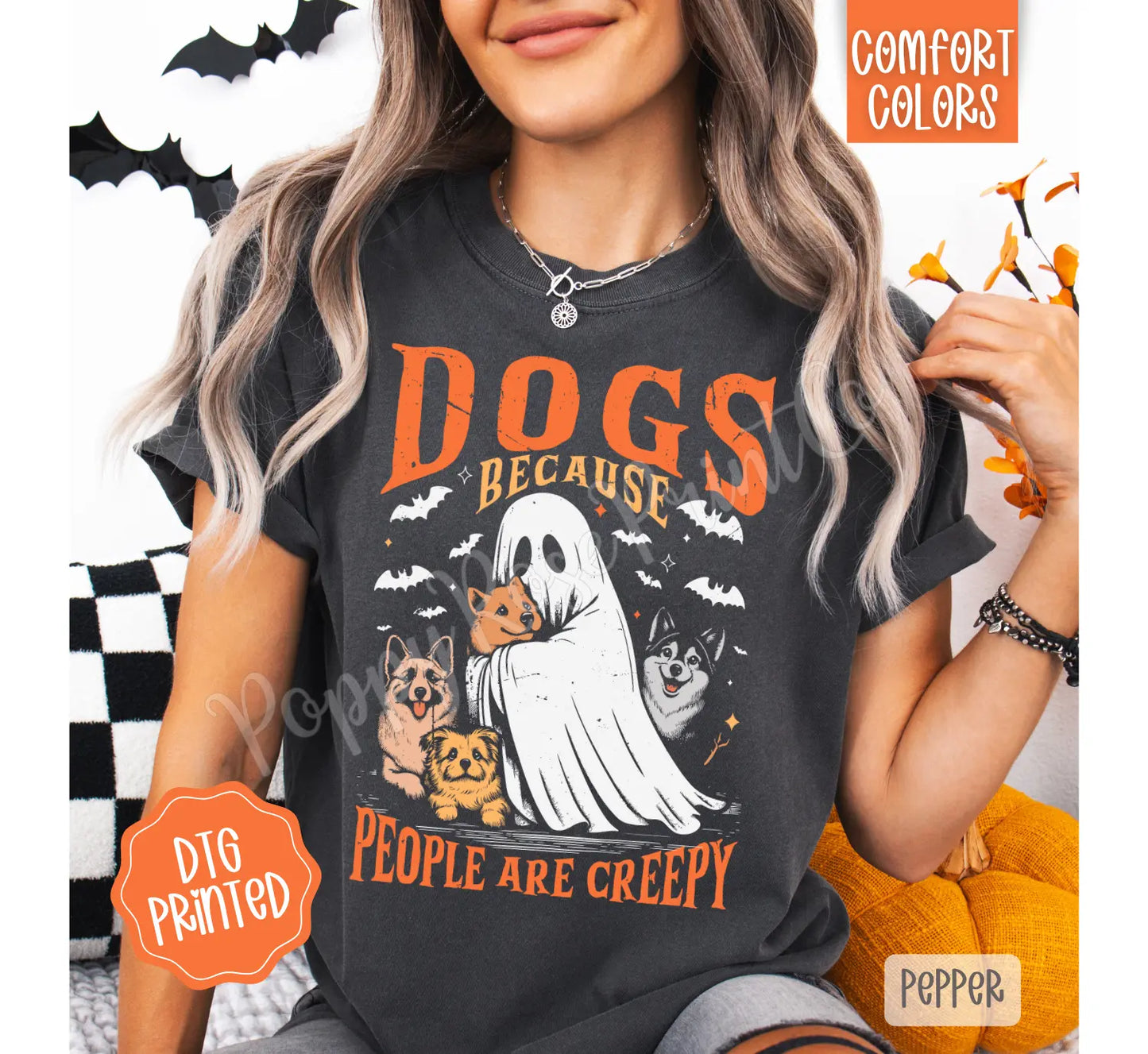 Halloween Dogs Comfort Colors, Trendy Women'S Falltshirt