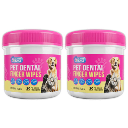 Dr. Paws: Pet Care Finger Wipes for Dogs & Cats – Dental Cleaning, Ear Cleaner & Eye Care Wipes | Removes Plaque, Bad Breath, Tear Stains & Ear Wax | Hypoallergenic No-Rinse Grooming Wipes