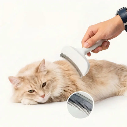 Professional Pet Deshedding Brush - Compact Undercoat Rake with Dense Teeth for Gentle Skin Care, Premium Plastic Tool for Long-Haired Dogs and Cats, Efficient Fur Removal and Dematting, Easy Daily Maintenance