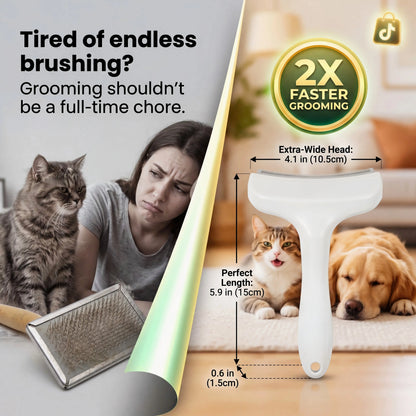 Professional Pet Deshedding Brush - Compact Undercoat Rake with Dense Teeth for Gentle Skin Care, Premium Plastic Tool for Long-Haired Dogs and Cats, Efficient Fur Removal and Dematting, Easy Daily Maintenance