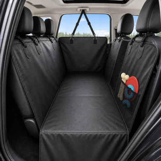 Heavy-Duty Waterproof PU Leather Dog Car Seat Extender and Hammock, 400 lbs Capacity, Compatible with Cars, SUVs, and Trucks