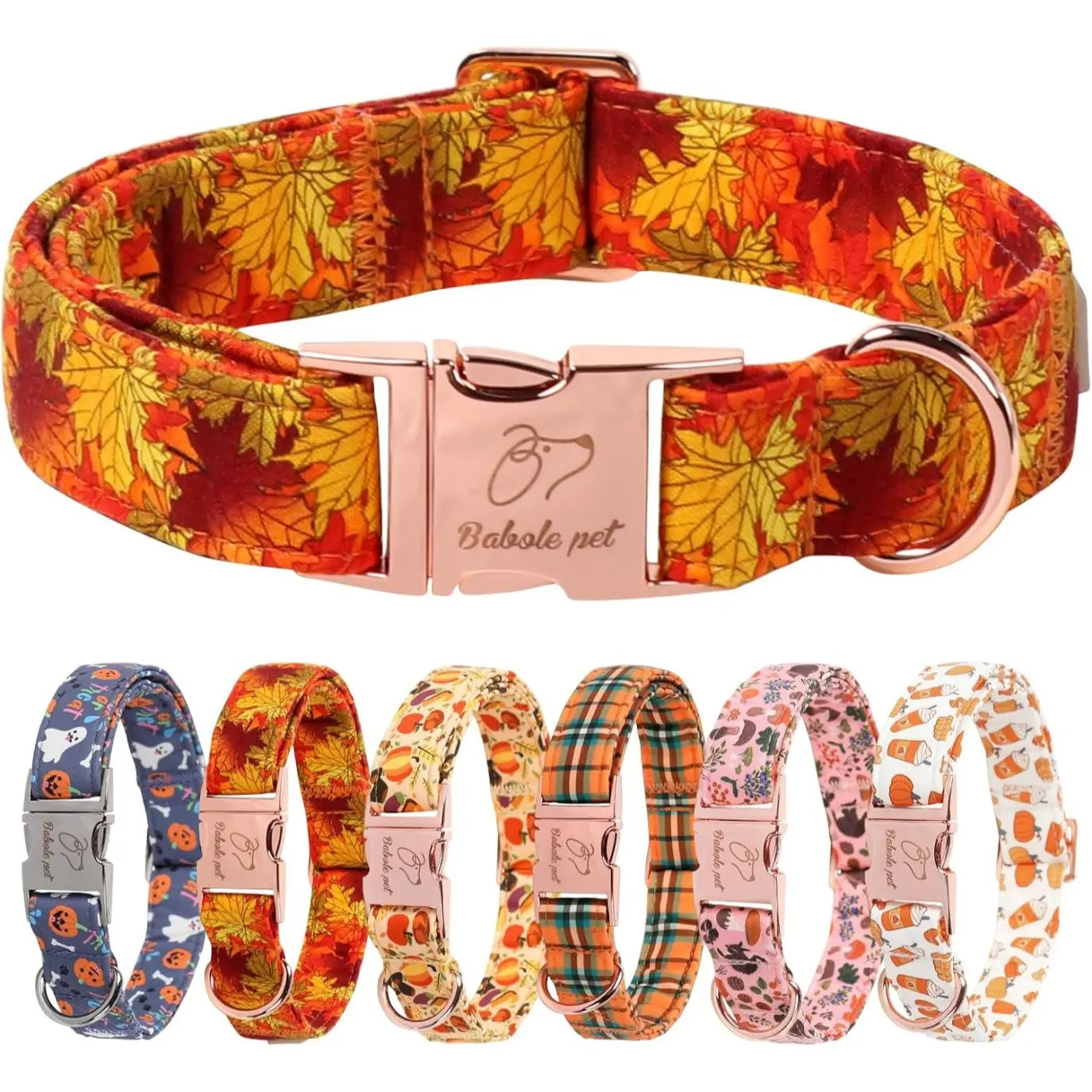 Fall Pumpkin Latte Print Adjustable Heavy-Duty Small Dog Collar with Metal Buckle, XS Size