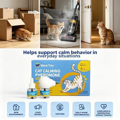 Wavetree Cat Calming Diffuser Kit (60-Day Supply) - Starter Kit + 1 Refill | Helps Support Cats with Stress, Urine Marking, Scratching, Excessive Meowing & Multi-Cat Stress | Results May Vary | Dealsforyoudays Tiktokshopbacktoschool