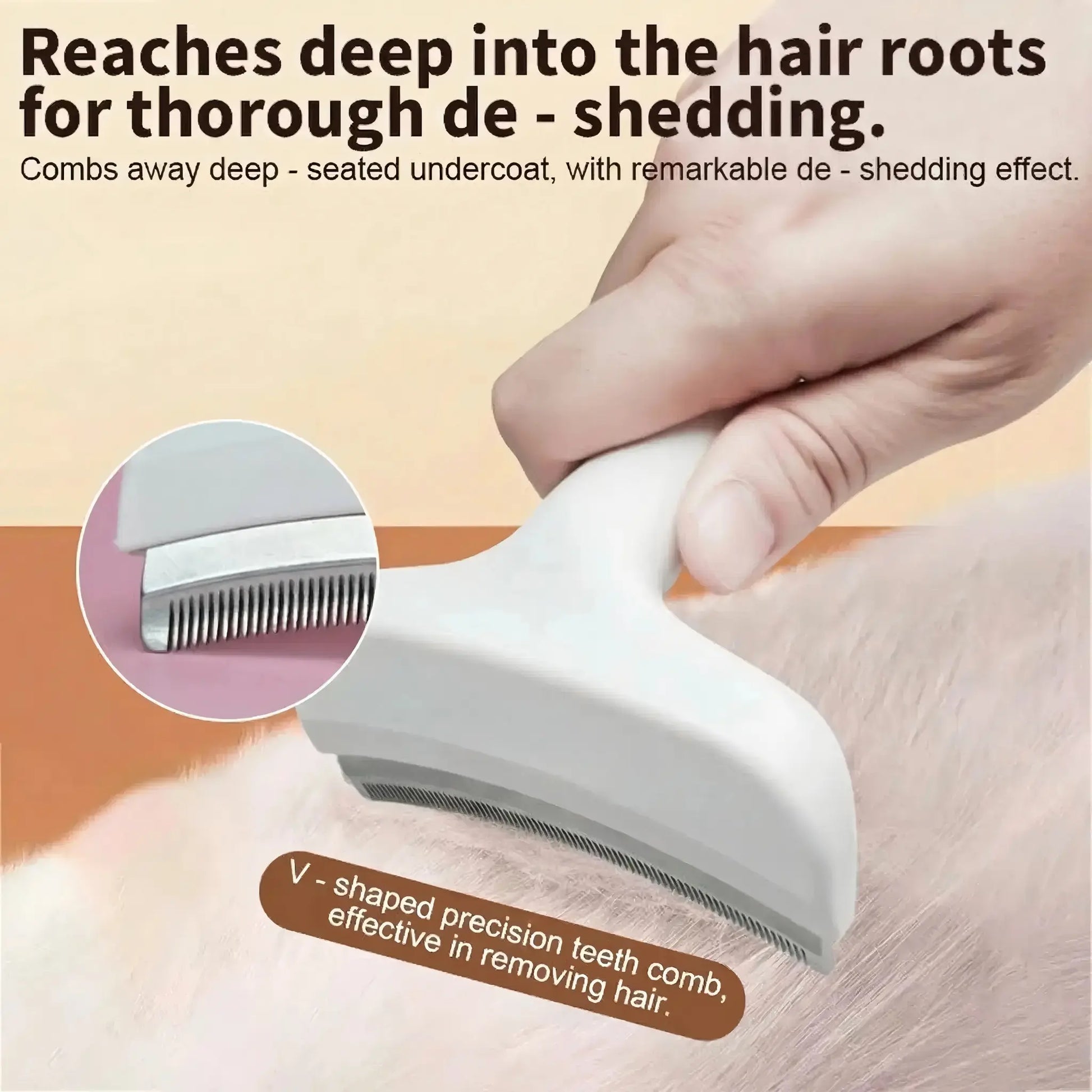 Professional Pet Deshedding Brush - Compact Undercoat Rake with Dense Teeth for Gentle Skin Care, Premium Plastic Tool for Long-Haired Dogs and Cats, Efficient Fur Removal and Dematting, Easy Daily Maintenance