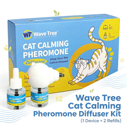 Wavetree Cat Calming Diffuser Kit (60-Day Supply) - Starter Kit + 1 Refill | Helps Support Cats with Stress, Urine Marking, Scratching, Excessive Meowing & Multi-Cat Stress | Results May Vary | Dealsforyoudays Tiktokshopbacktoschool