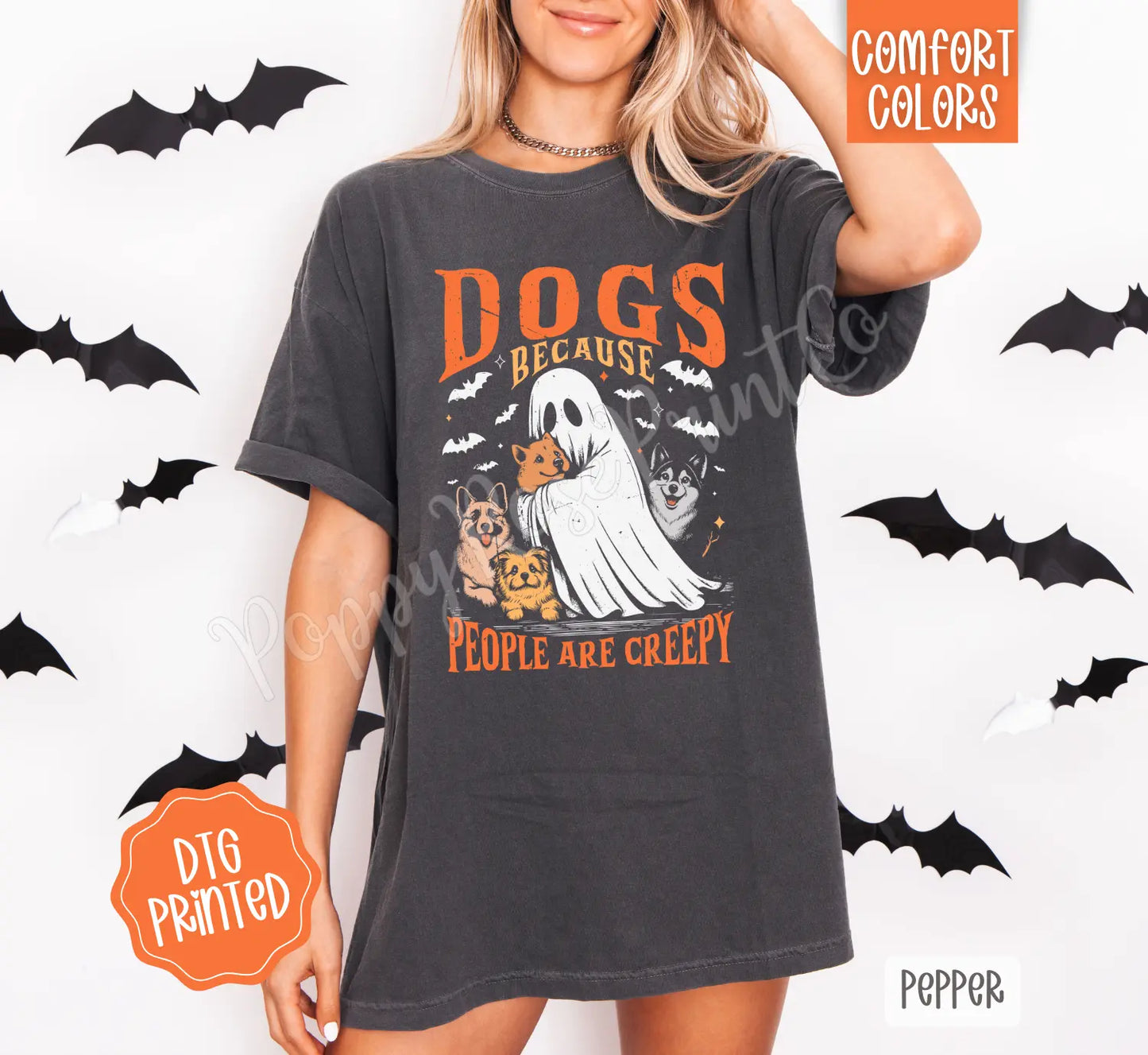 Halloween Dogs Comfort Colors, Trendy Women'S Falltshirt