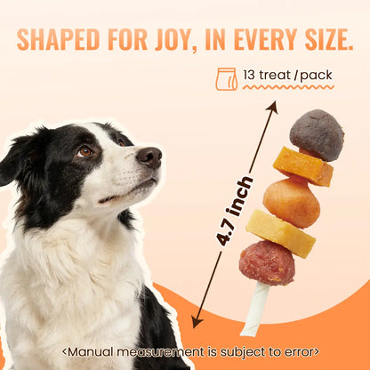 Jungle Calling Multi-Flavor Dog Kabob Treats - Chicken, Duck, Beef, Sweet Potato & Pumpkin - Buy 1 Get 1 Free Chew Sticks and Rawhide Snacks for Training and Rewards