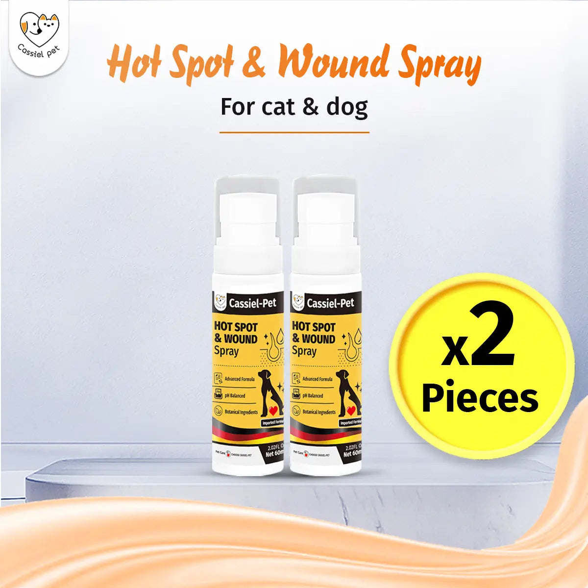 Cassiel Pet HOT SPOT&WOUND Spray,Pet Skin Sprays for Dogs&Cats-Nature Soothing Spray for Clean and Soft Skin,Reduces Itchy Scratching,Packaging Upgrade