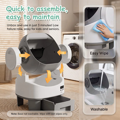Warcat Next-Generation Automatic Open-Top Cat Litter Box - Advanced Self-Cleaning System with 360° Safety Features, Reliable Sensors, 8L Capacity, User-Friendly Design for Seniors