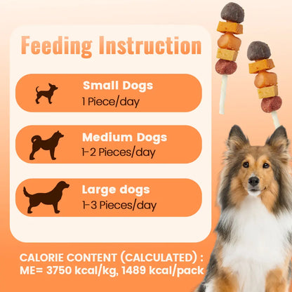 Jungle Calling Multi-Flavor Dog Kabob Treats - Chicken, Duck, Beef, Sweet Potato & Pumpkin - Buy 1 Get 1 Free Chew Sticks and Rawhide Snacks for Training and Rewards
