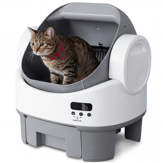 Warcat Next-Generation Automatic Open-Top Cat Litter Box - Advanced Self-Cleaning System with 360° Safety Features, Reliable Sensors, 8L Capacity, User-Friendly Design for Seniors