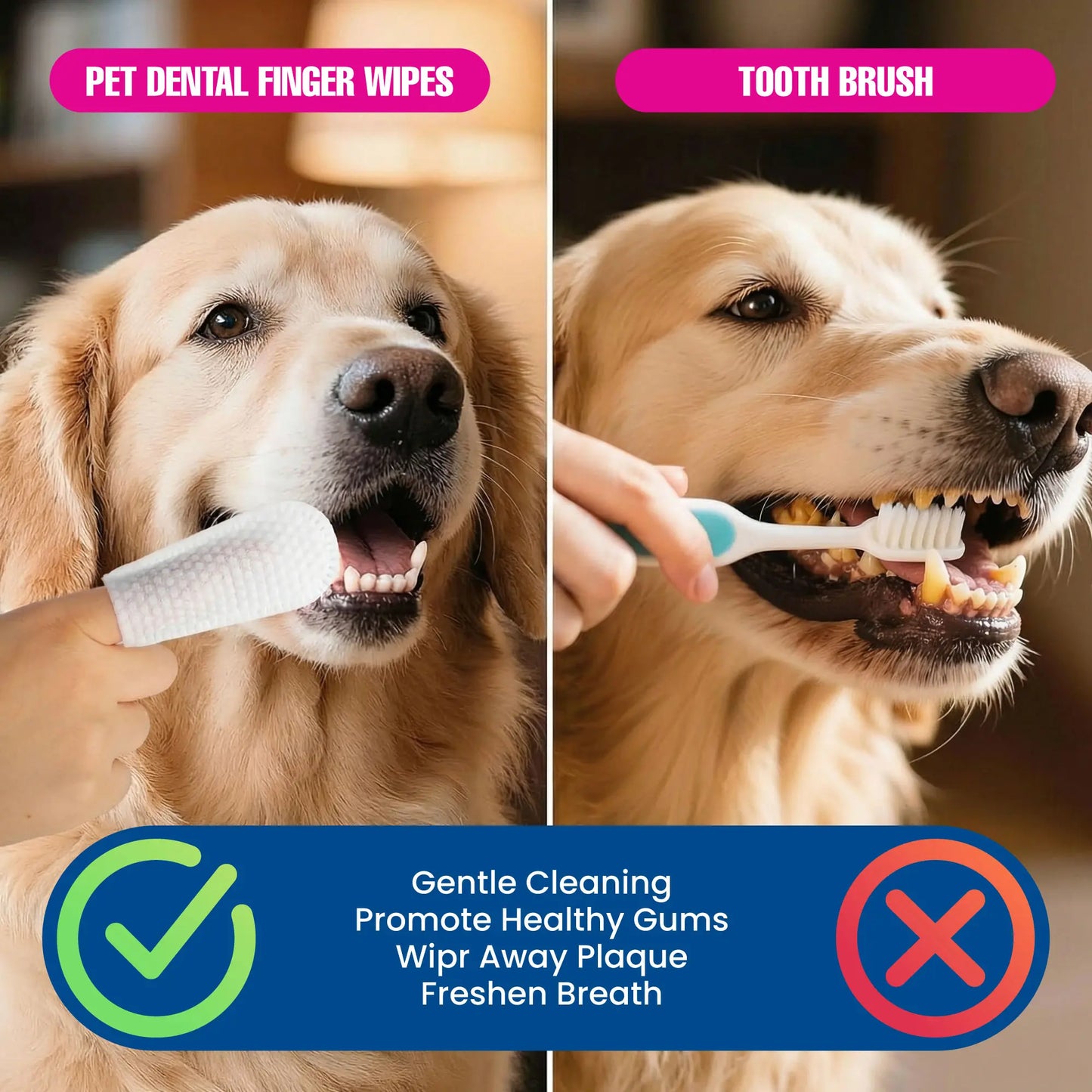 Dr. Paws: Pet Care Finger Wipes for Dogs & Cats – Dental Cleaning, Ear Cleaner & Eye Care Wipes | Removes Plaque, Bad Breath, Tear Stains & Ear Wax | Hypoallergenic No-Rinse Grooming Wipes