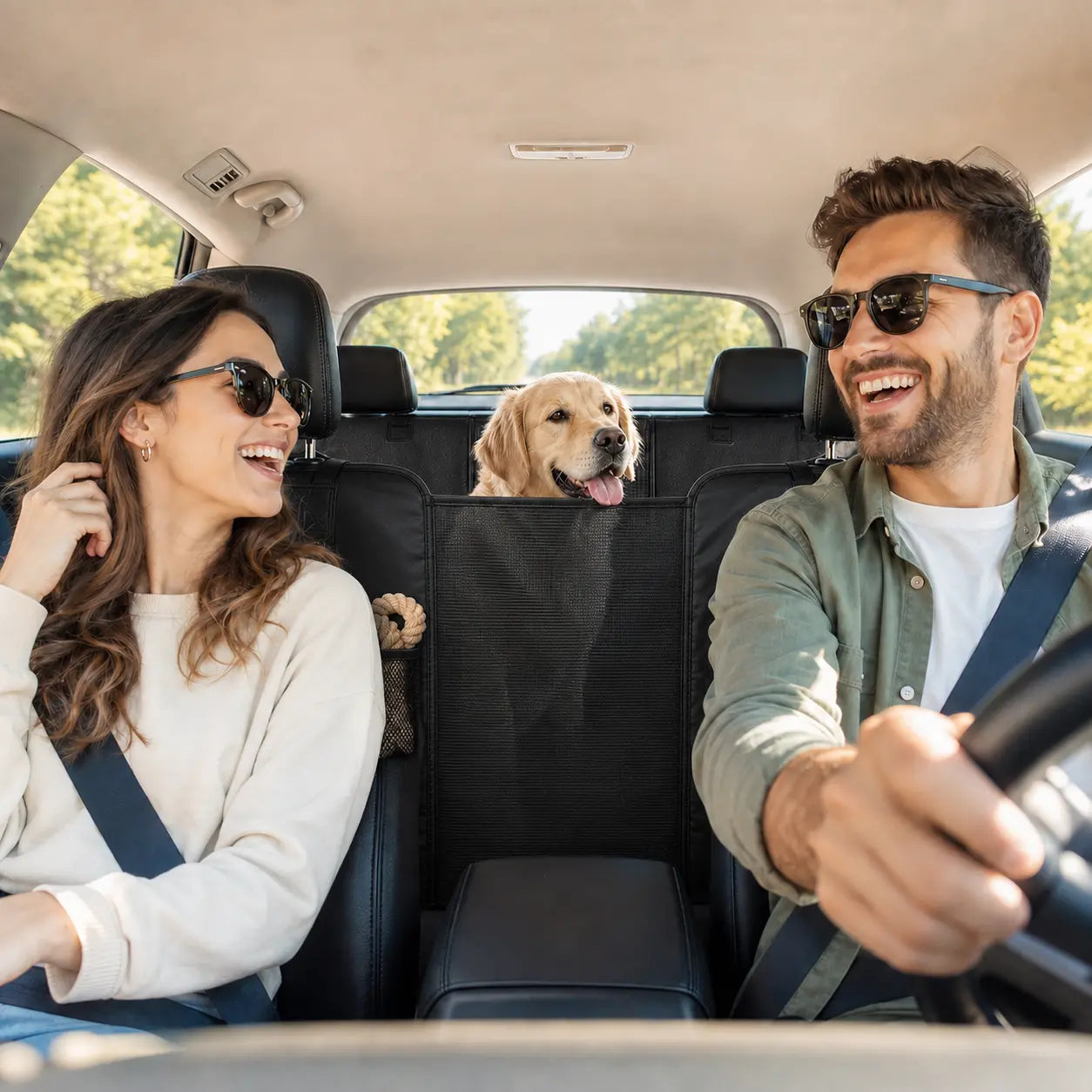 Heavy-Duty Waterproof PU Leather Dog Car Seat Extender and Hammock, 400 lbs Capacity, Compatible with Cars, SUVs, and Trucks